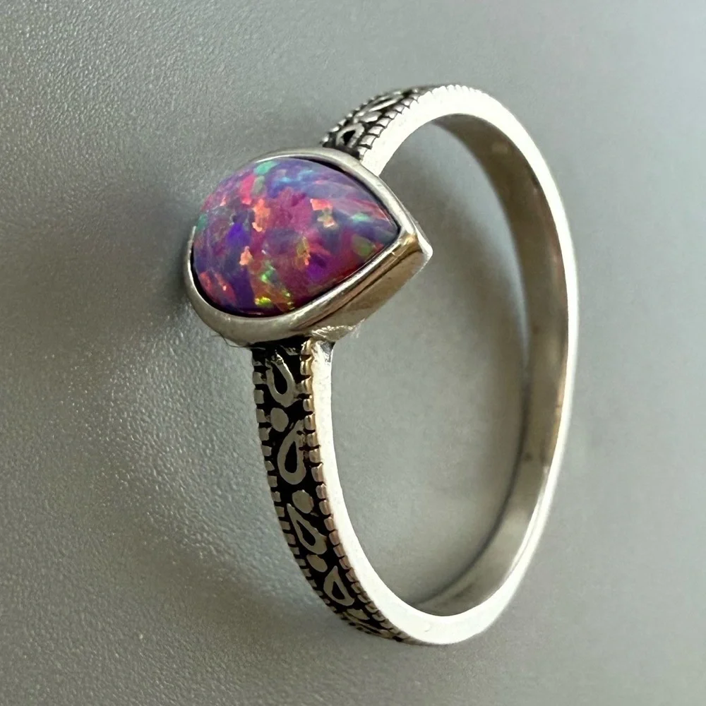 Sterling Silver Pear Opal Ring
